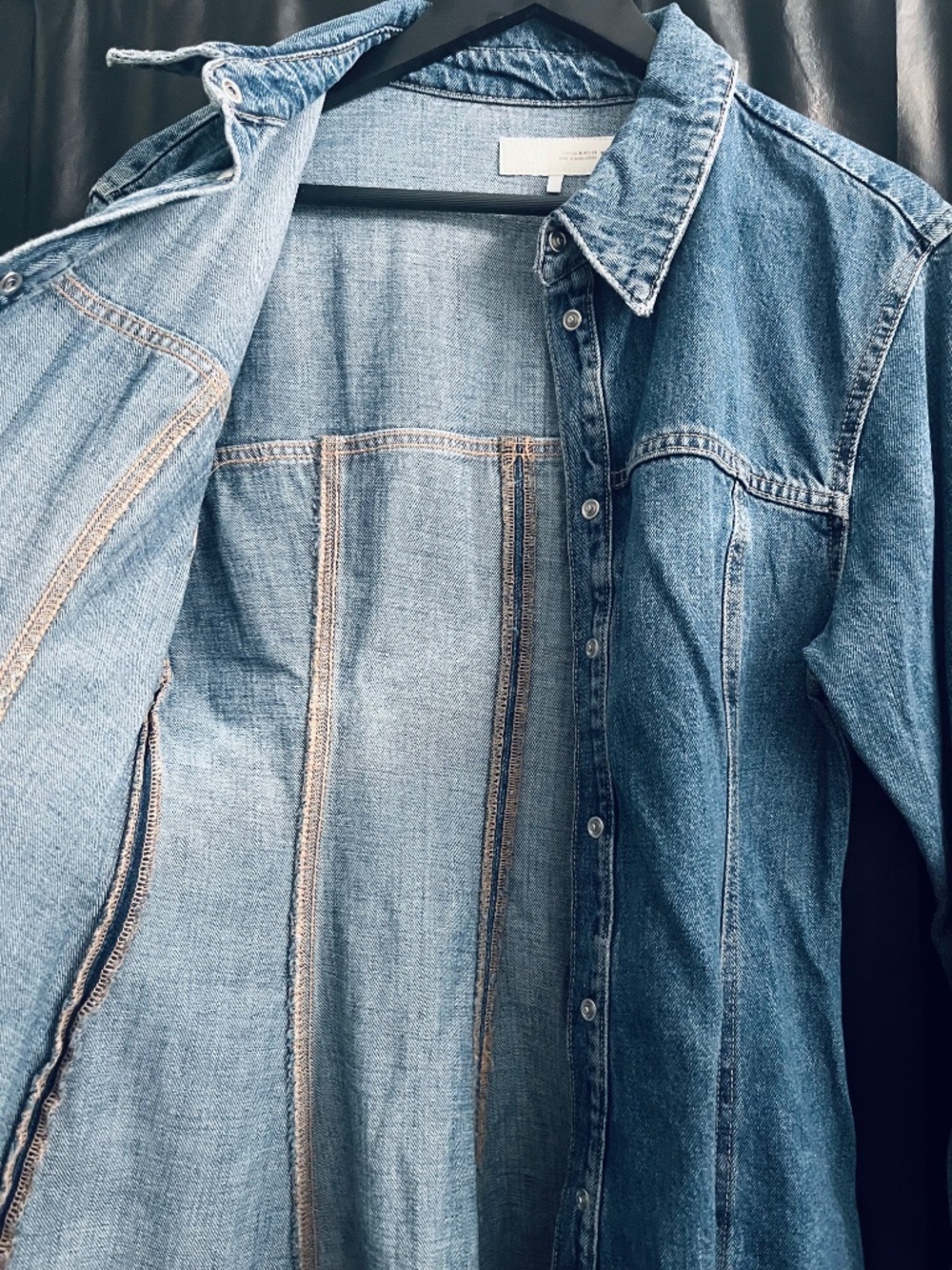 Distressed Denim Mini Dress - Picture 6 of 12